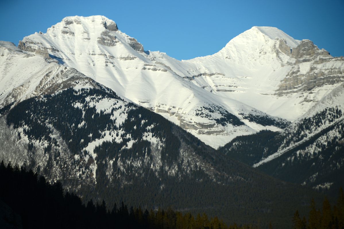 26A Mount Inglismaldie and Mount Girouard From Trans Canada Highway Just Before Banff In Winter